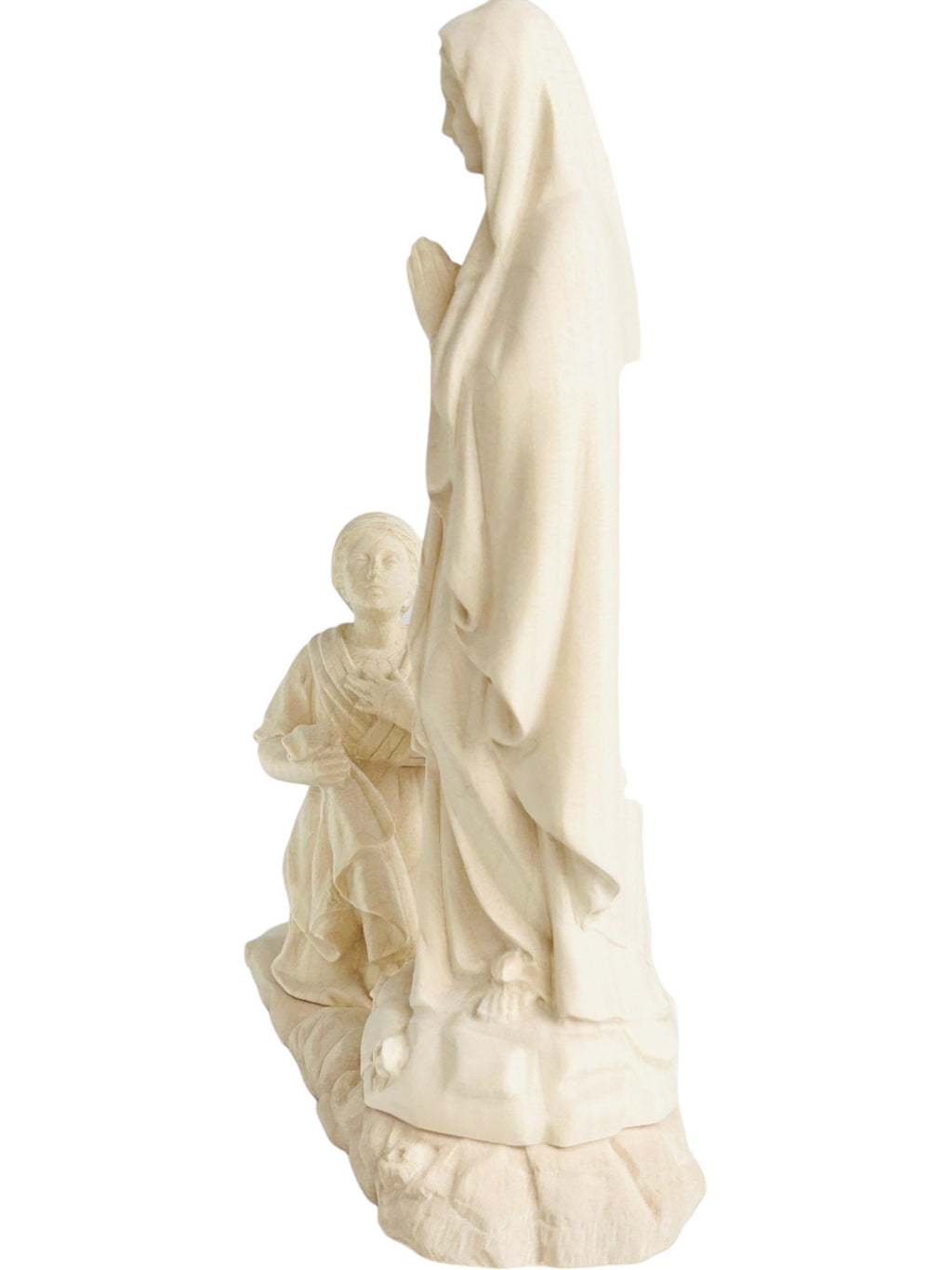 Vierge de Lourdes avec Bernadette statue en bois
