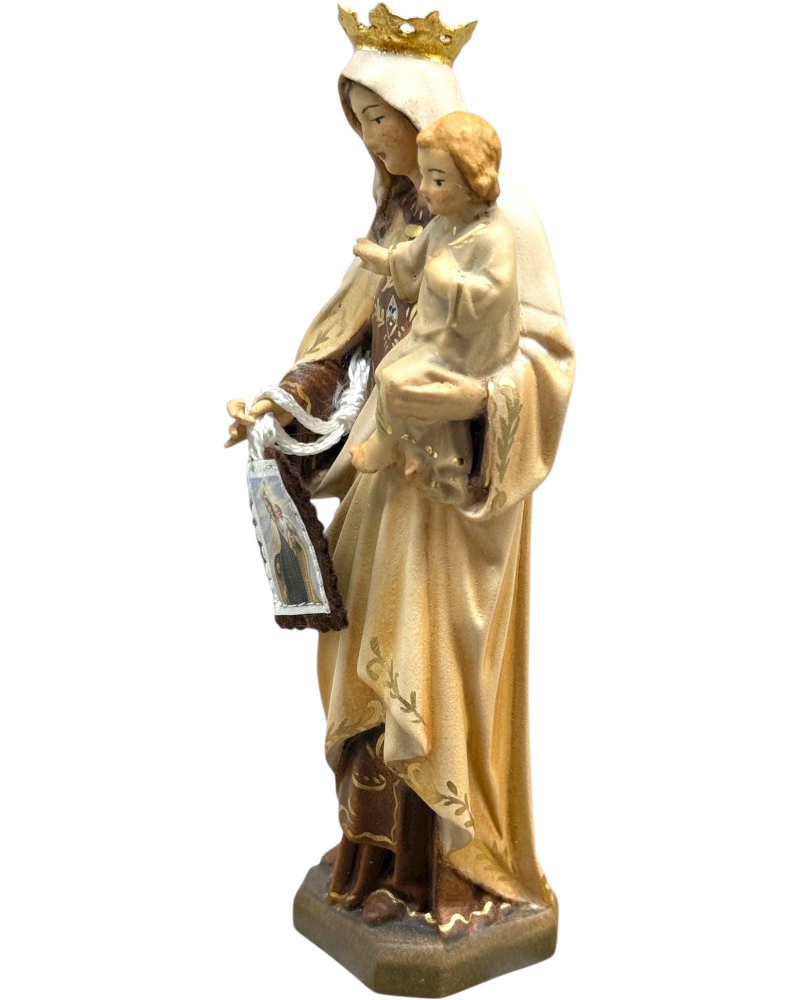 Statua Madonna del Carmelo in Legno Scolpito — Artigianato Val Gardena