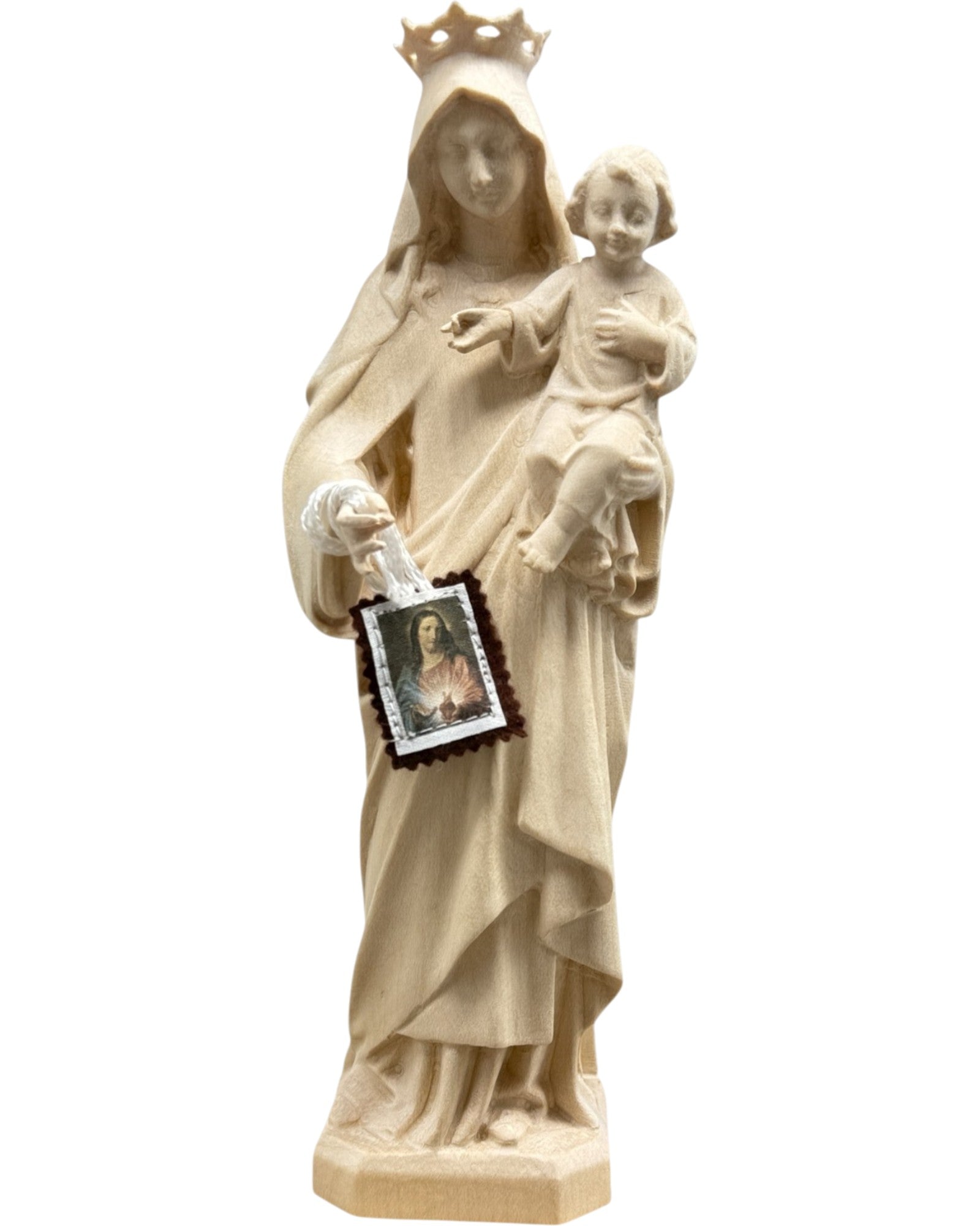 Statua Madonna del Carmelo in Legno Scolpito — Artigianato Val Gardena