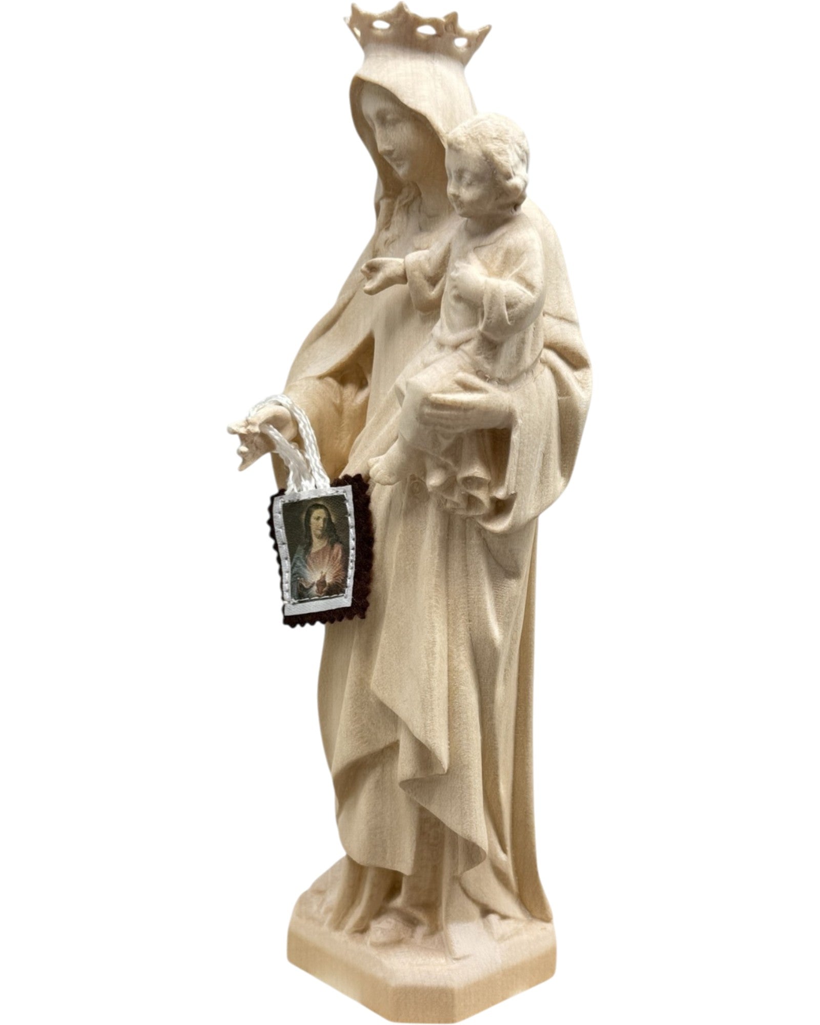 Statua Madonna del Carmelo in Legno Scolpito — Artigianato Val Gardena