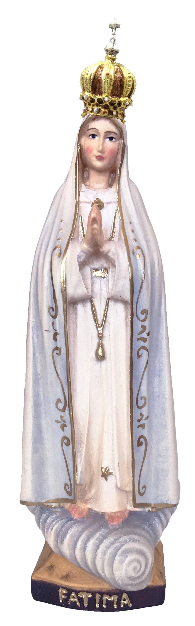 Notre-Dame de Fatima pèlerin avec couronne en bois