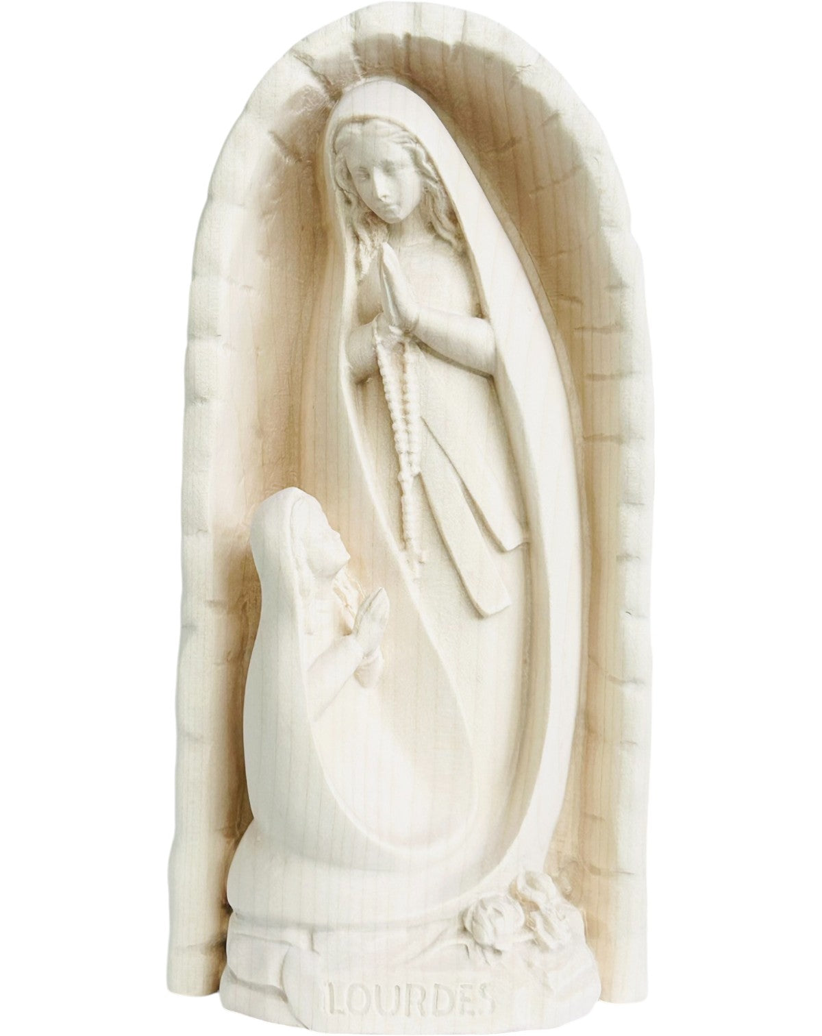 Lourdes mit Bernadette aus Holz - mit Ölfarben lasiert