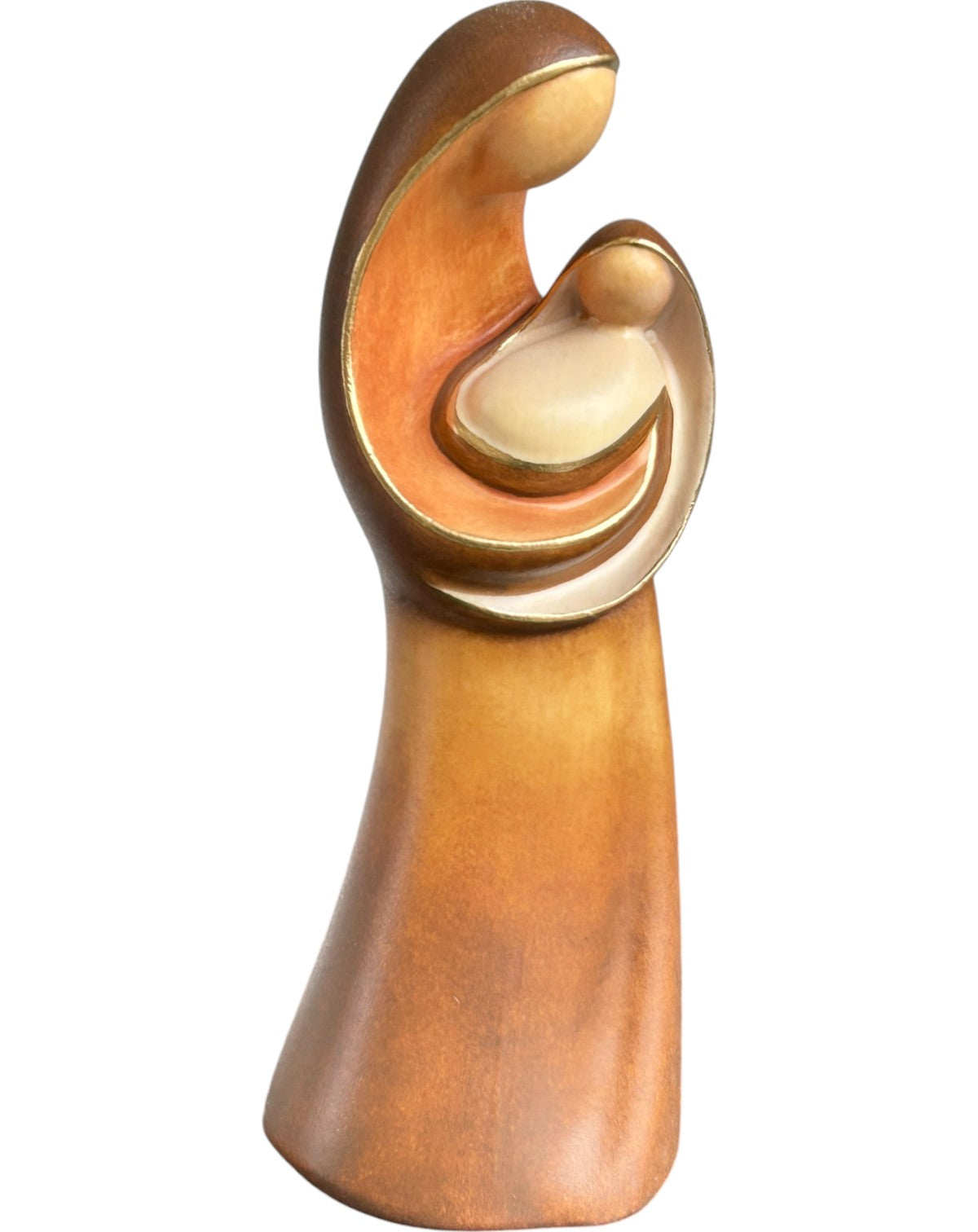 Vierge à l'enfant moderne en bois sculpté