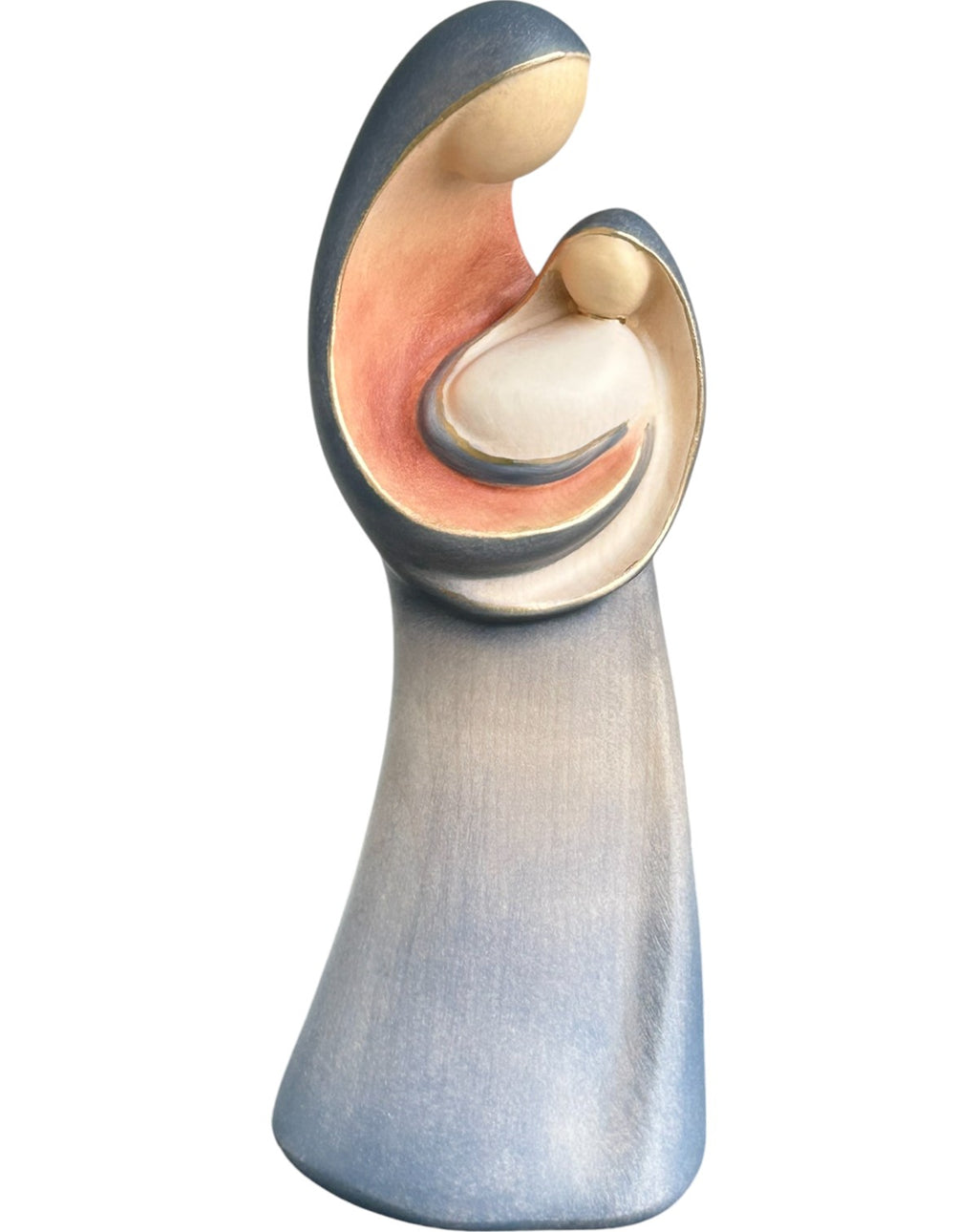 Vierge à l'enfant moderne en bois sculpté