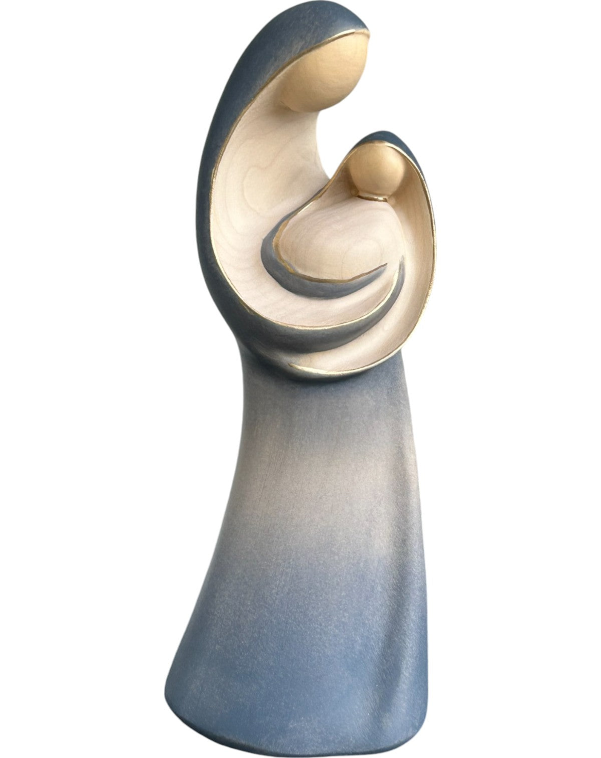 Vierge à l'enfant moderne en bois sculpté