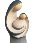 Vierge à l'enfant moderne en bois sculpté