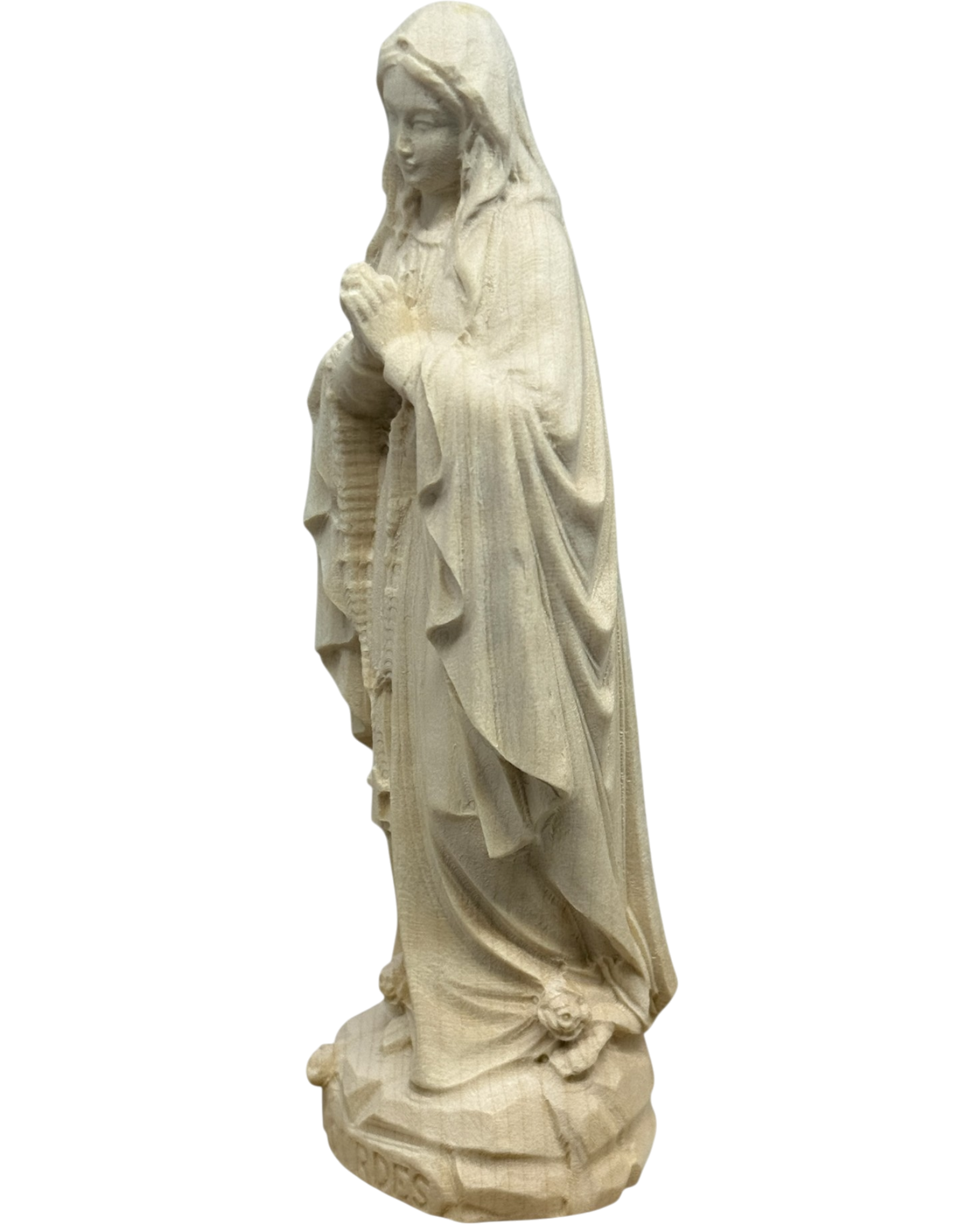Hand-carved Lourdes Madonna statue in maple and linden wood
