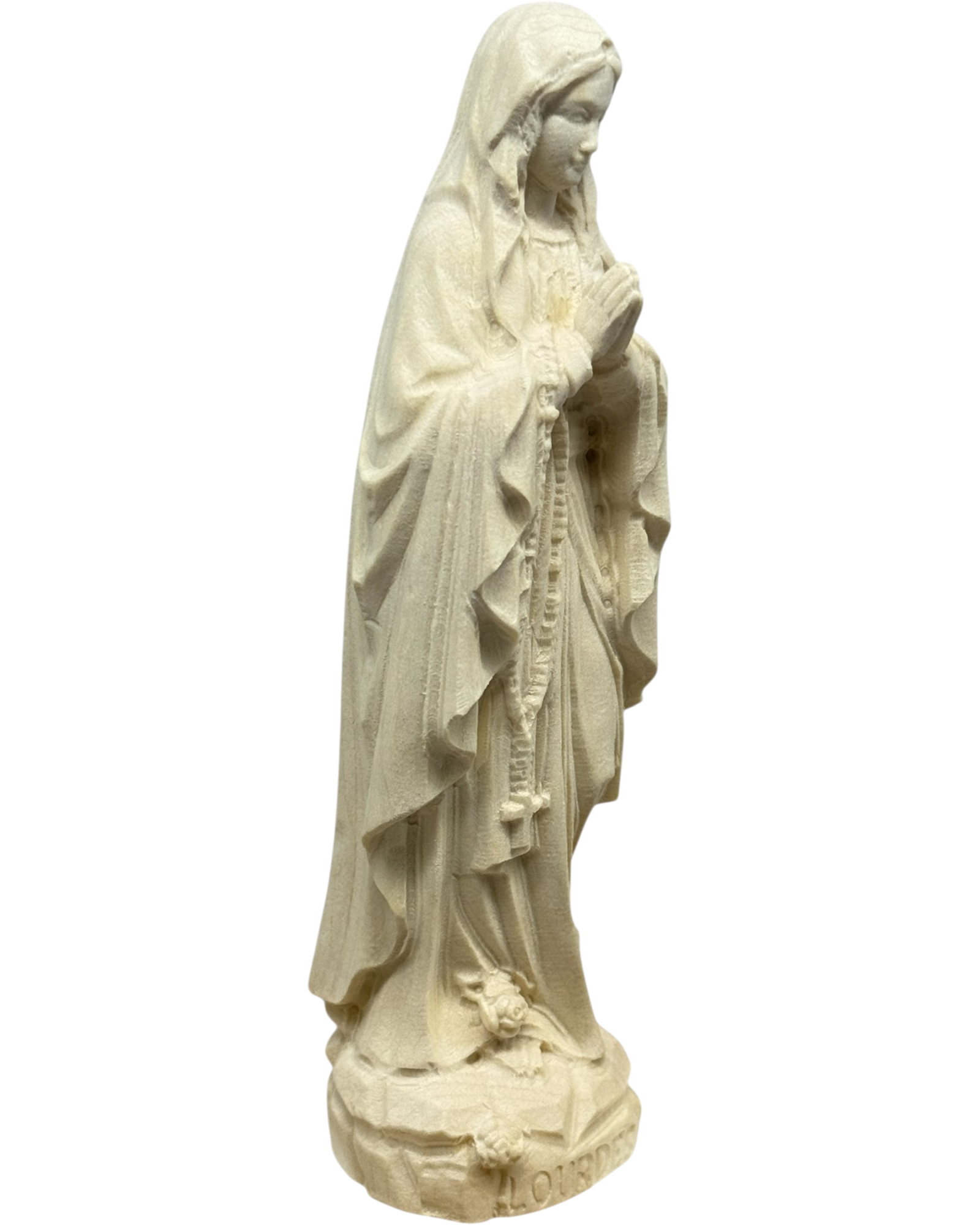 Hand-carved Lourdes Madonna statue in maple and linden wood