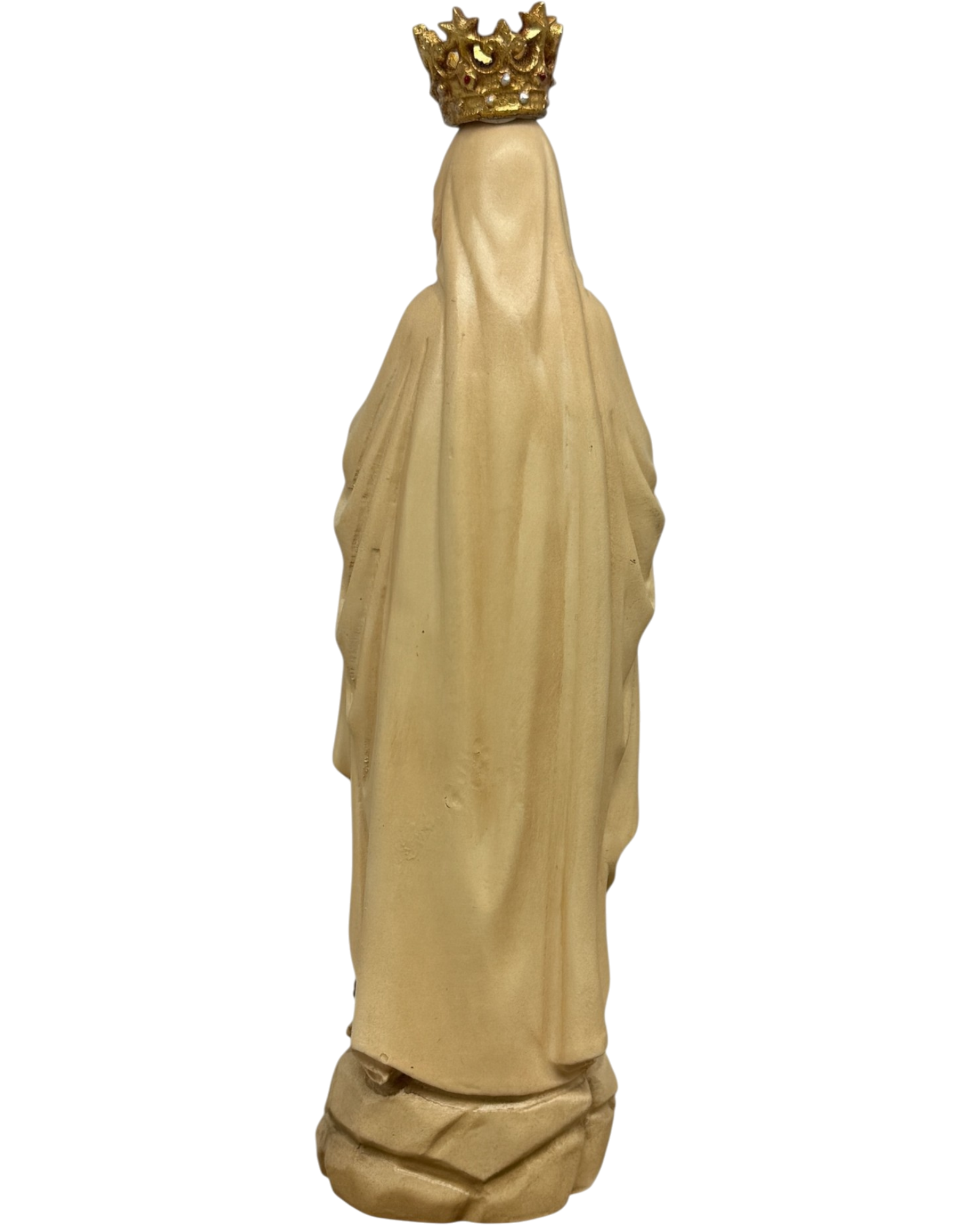 Our Lady of Lourdes Statue with Golden Crown in Carved Wood
