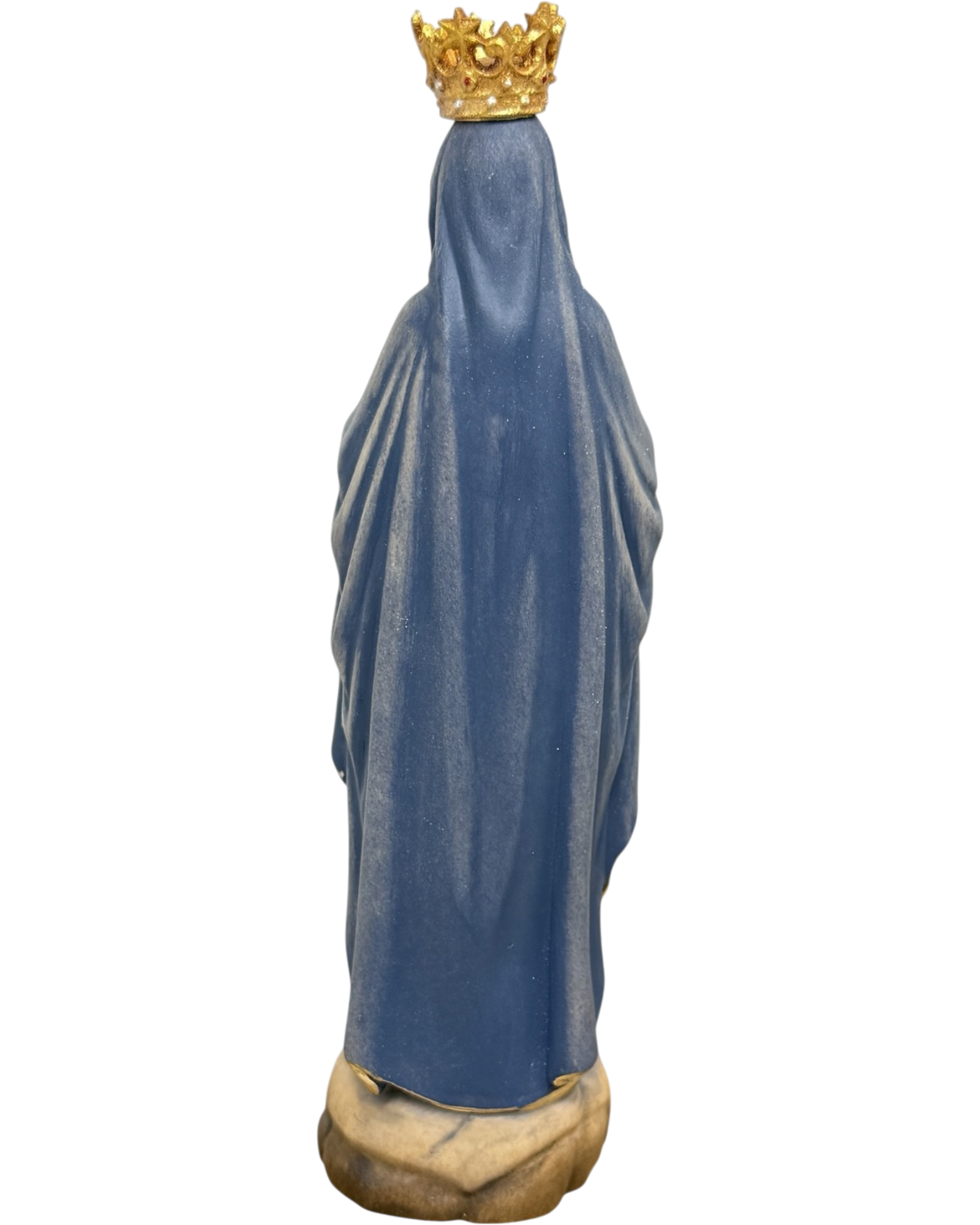 Our Lady of Lourdes Statue with Golden Crown in Carved Wood