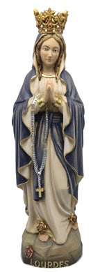 Lourdes Madonna mit Krone aus Holz - mit Ölfarben lasiert