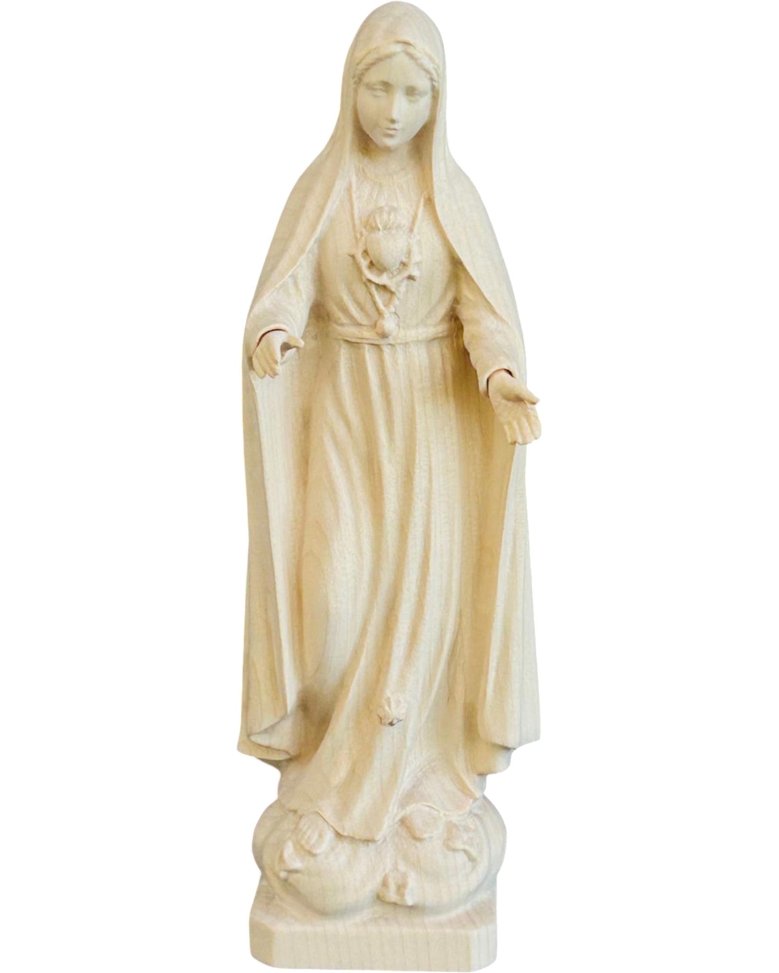 Madonna von Fatima Herz Maria aus Holz - mit Ölfarben lasiert