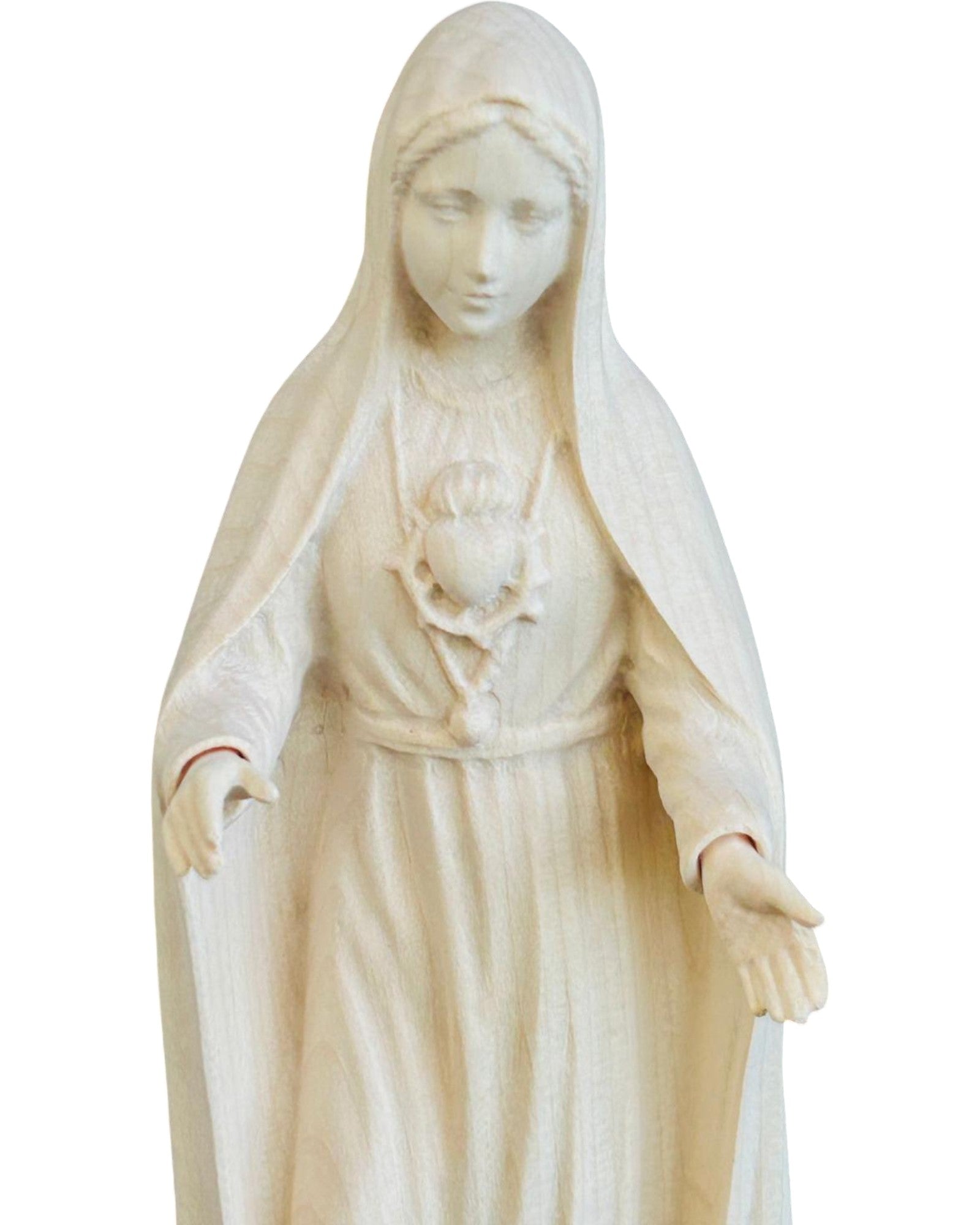 Madonna von Fatima Herz Maria aus Holz - mit Ölfarben lasiert