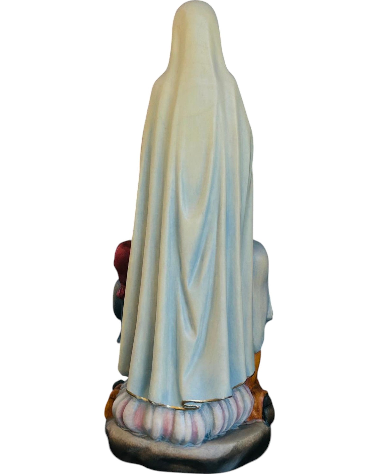 Madonna aus Fatima mit Hirtenjungen aus Holz - mit Ölfarben lasiert