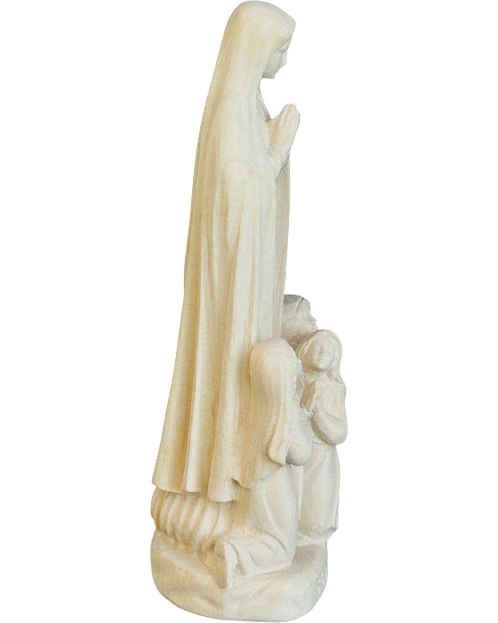 Madonna aus Fatima mit Hirtenjungen aus Holz - mit Ölfarben lasiert