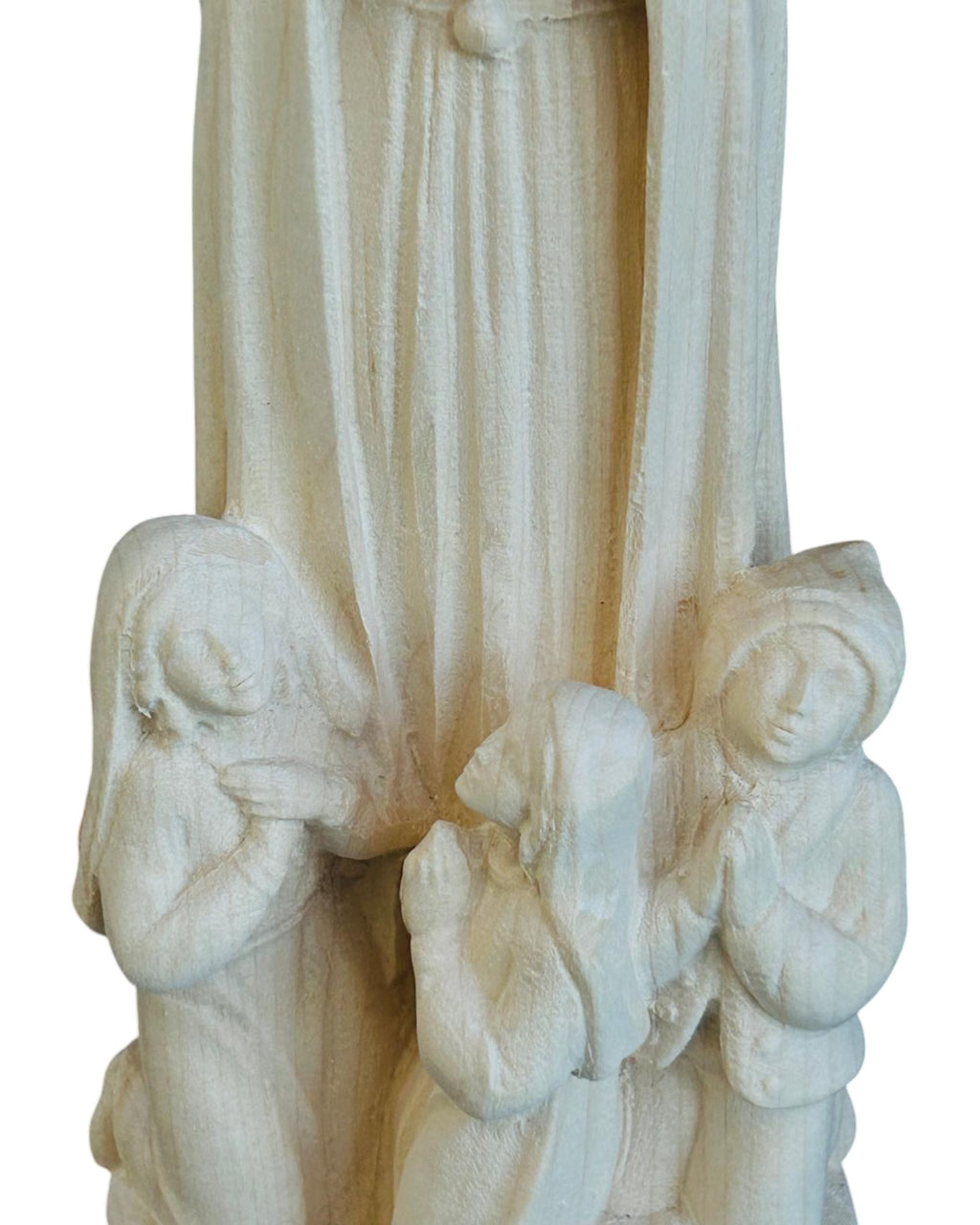 Madonna aus Fatima mit Hirtenjungen aus Holz - mit Ölfarben lasiert