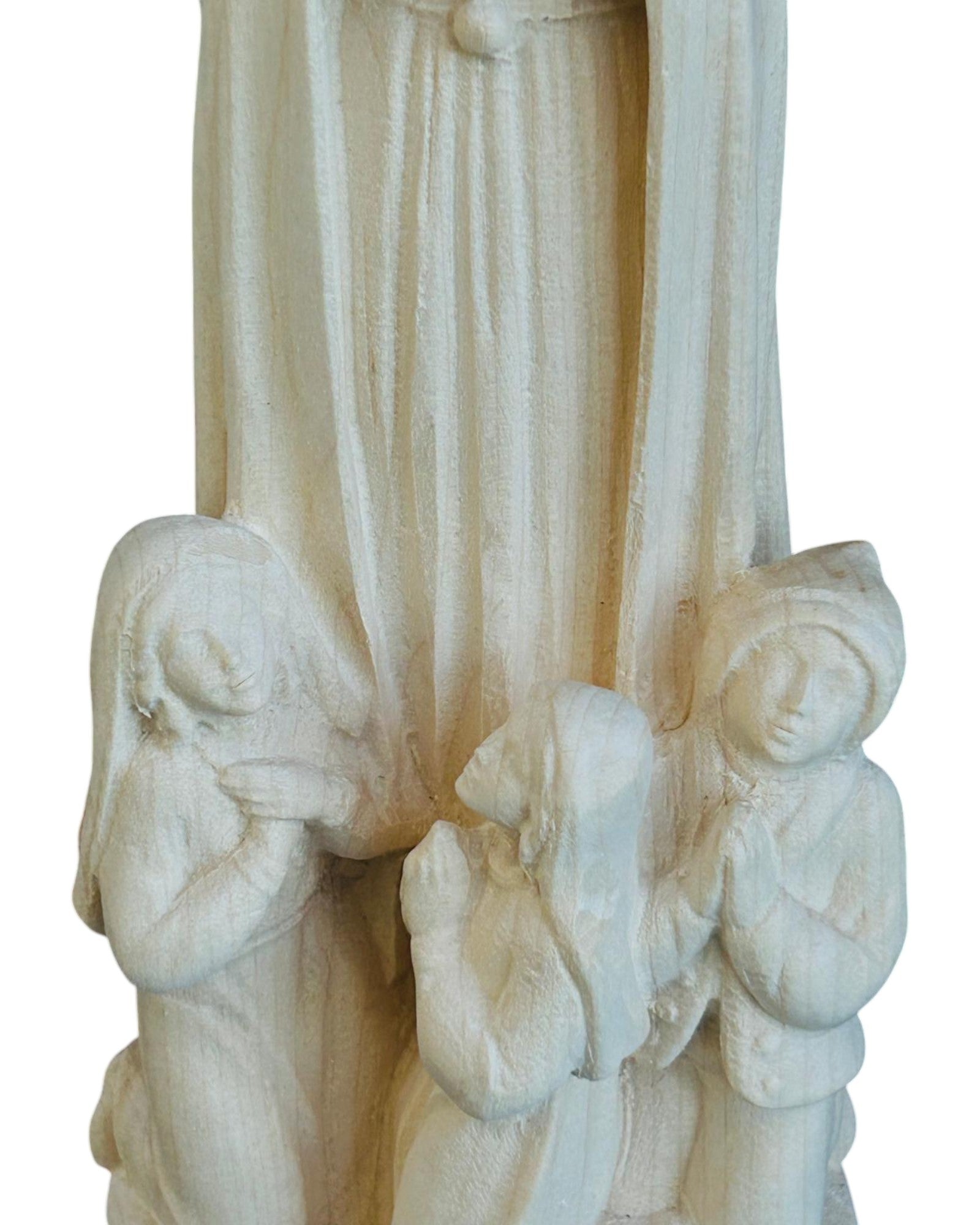 Madonna aus Fatima mit Hirtenjungen aus Holz - mit Ölfarben lasiert