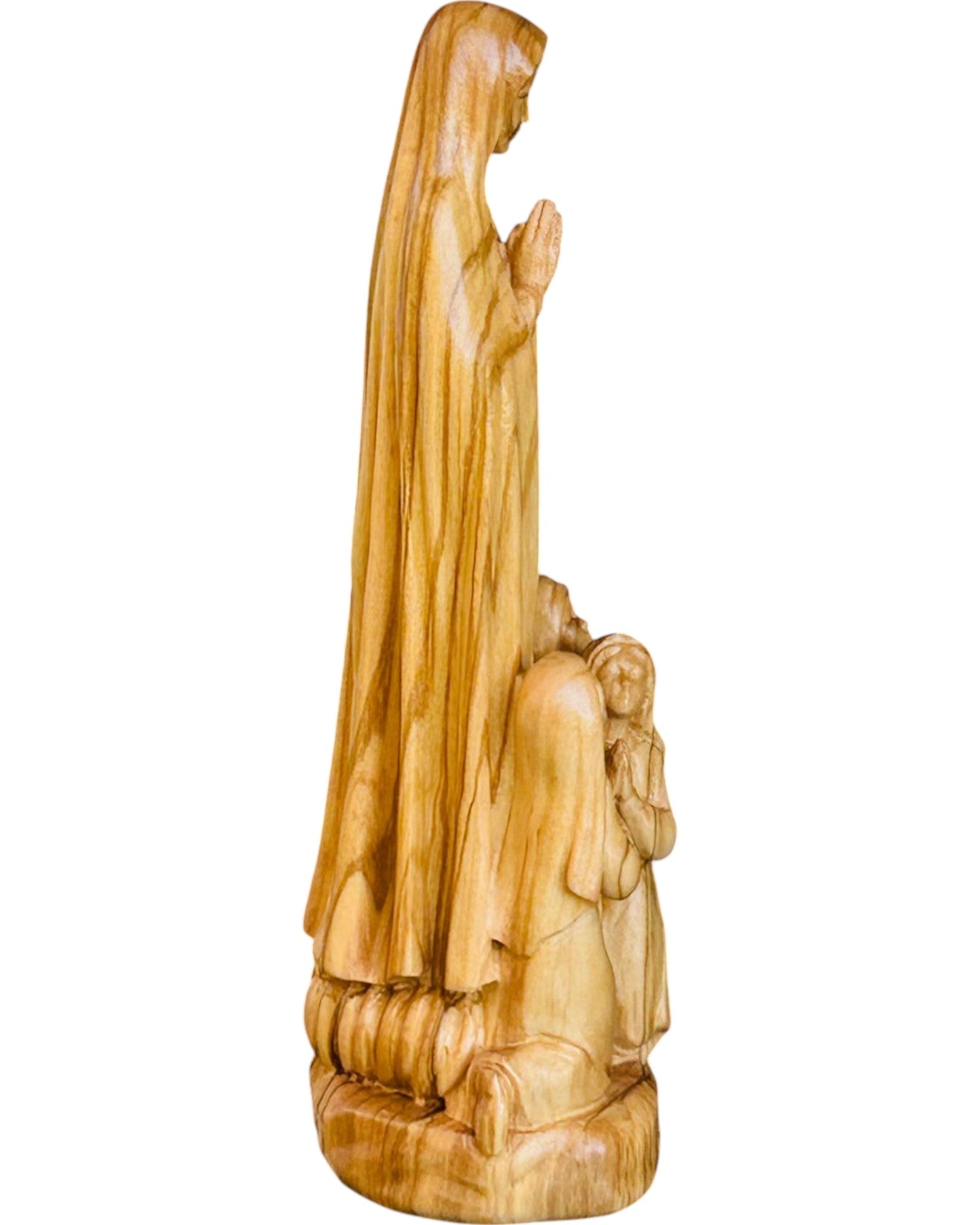 Madonna aus Fatima mit Hirtenjungen aus Holz - mit Ölfarben lasiert