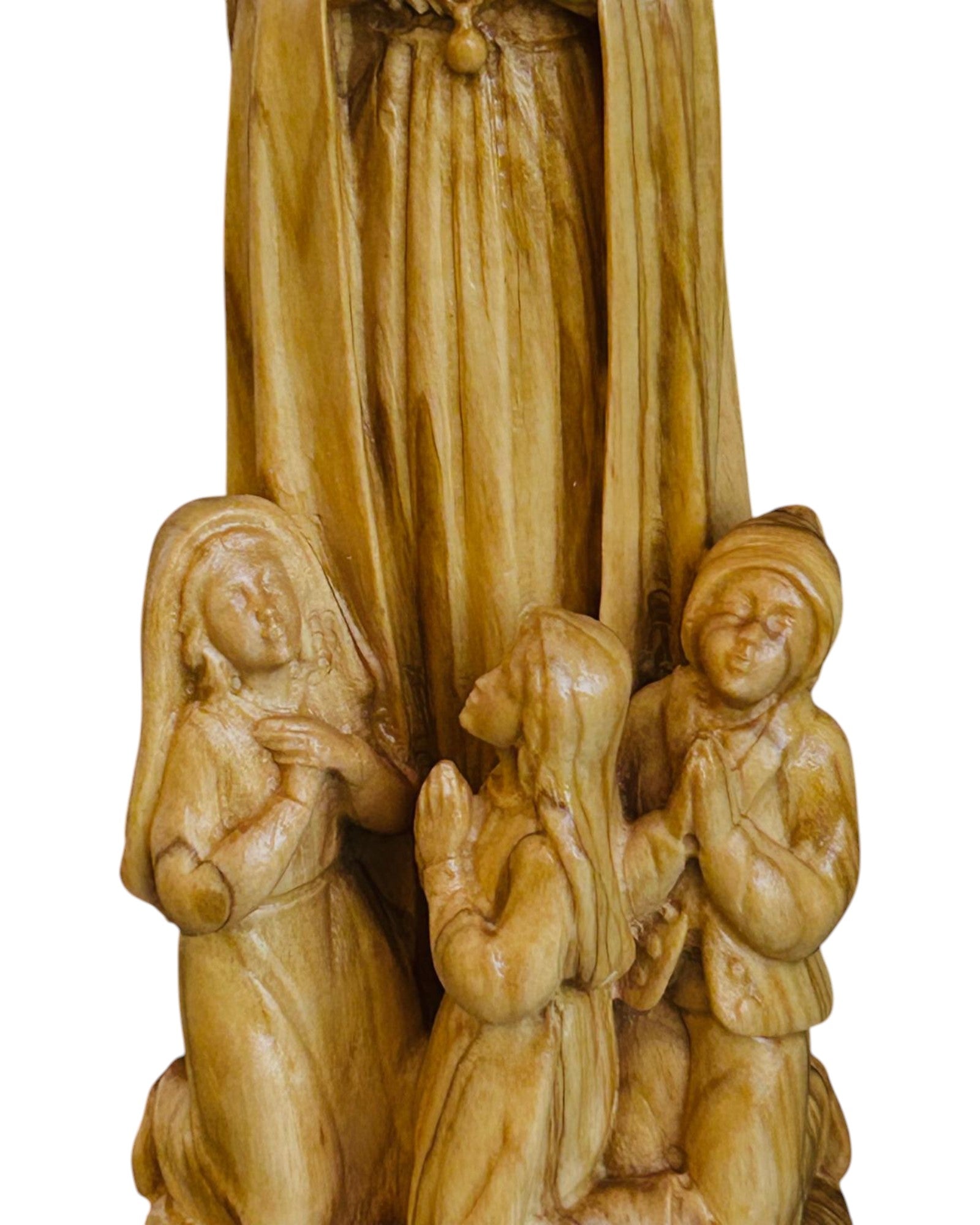 Madonna aus Fatima mit Hirtenjungen aus Holz - mit Ölfarben lasiert