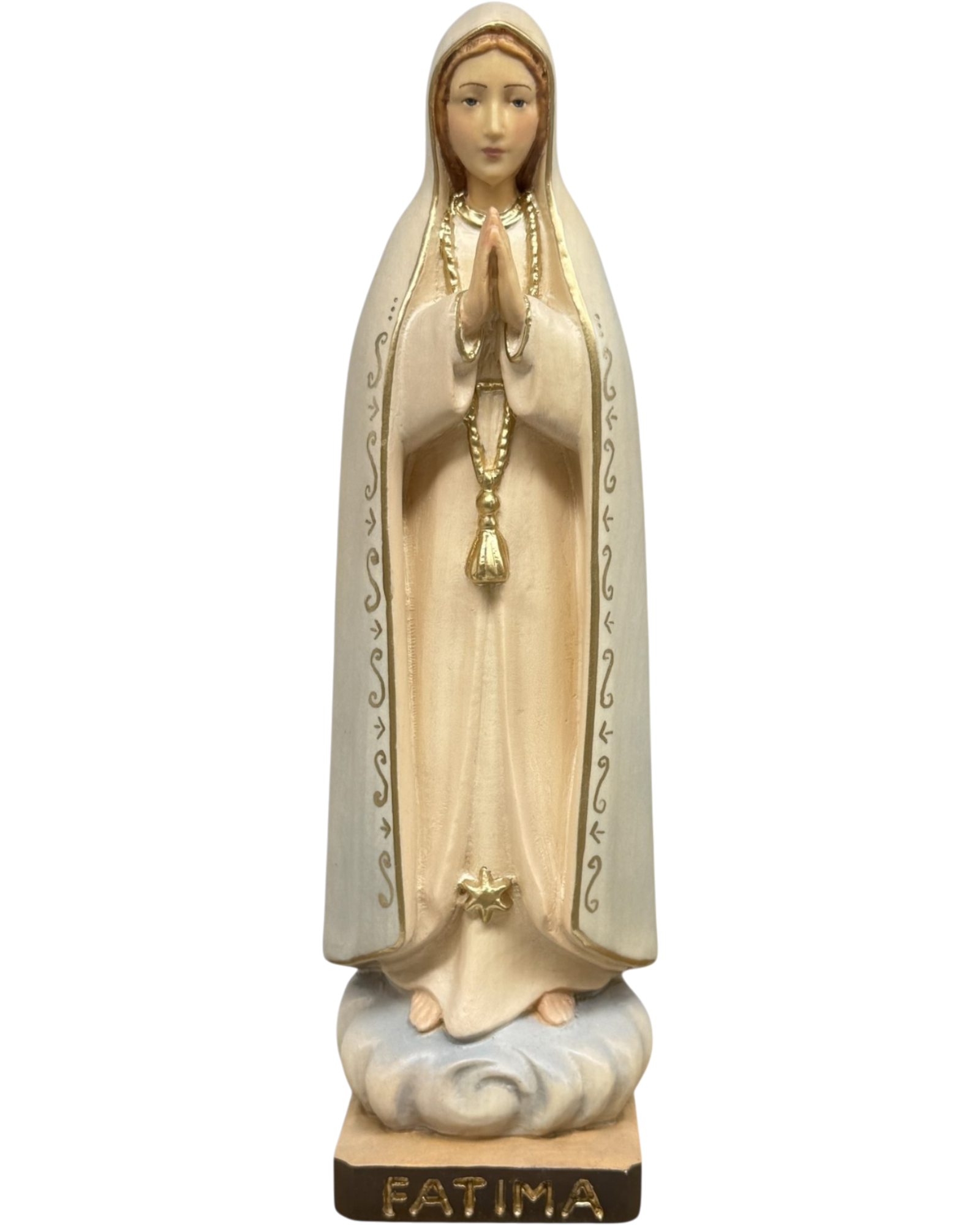 Wooden Statue Our Lady of Fatima Pilgrim from Val Gardena