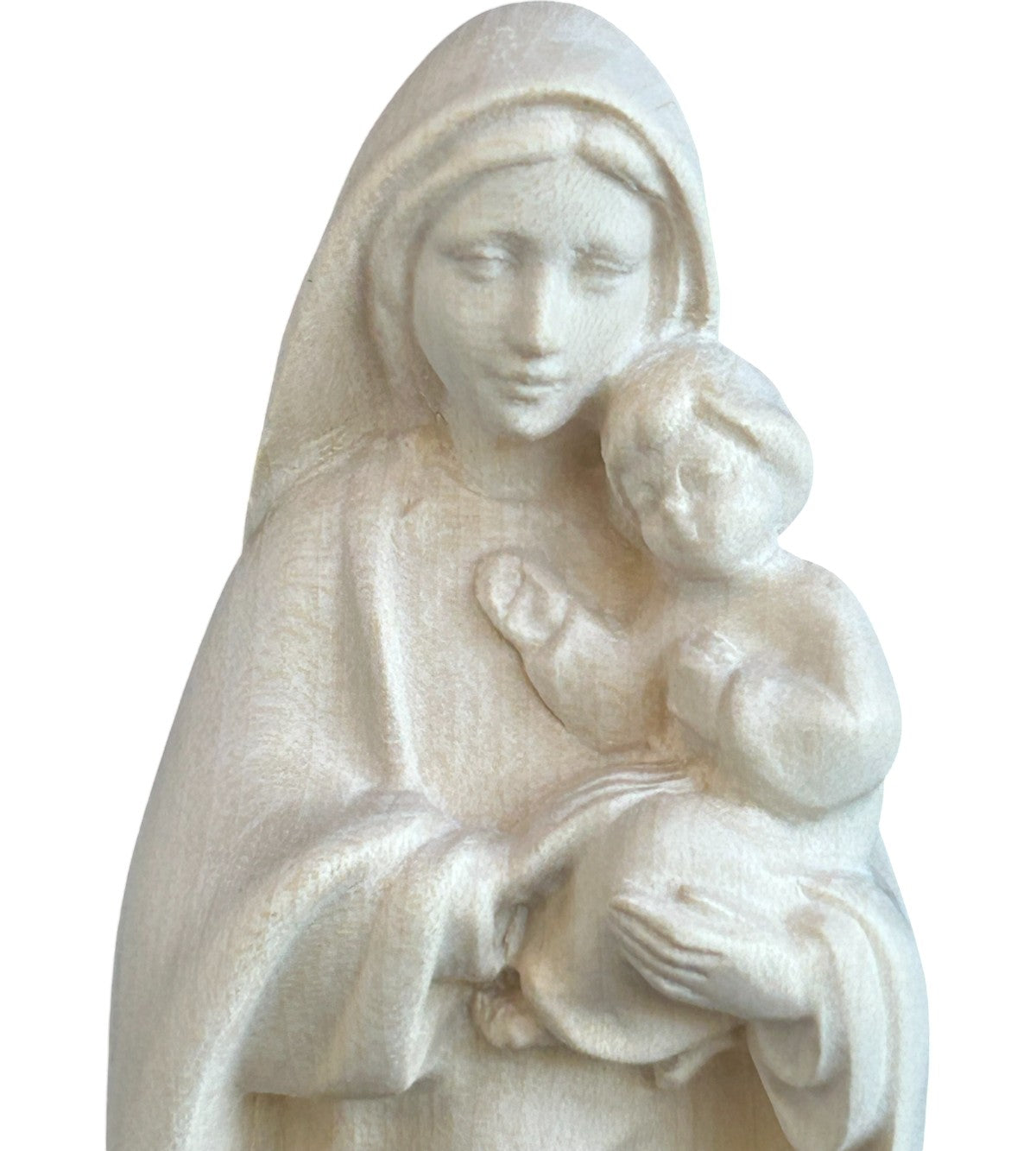 Madone moderne avec enfant en bois