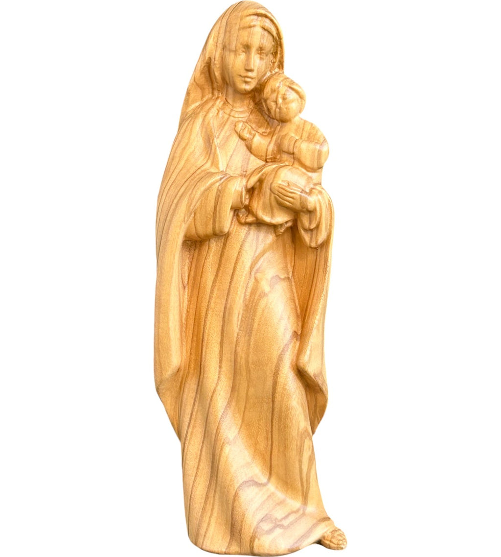 Madone moderne avec enfant en bois