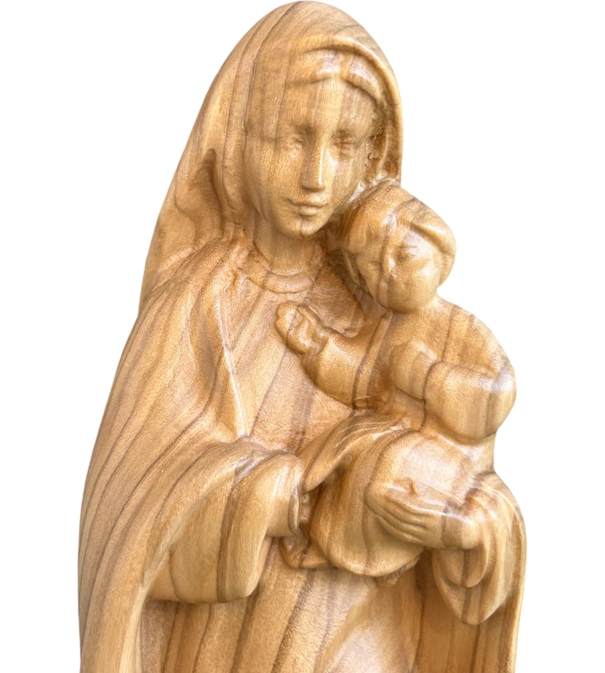 Madone moderne avec enfant en bois