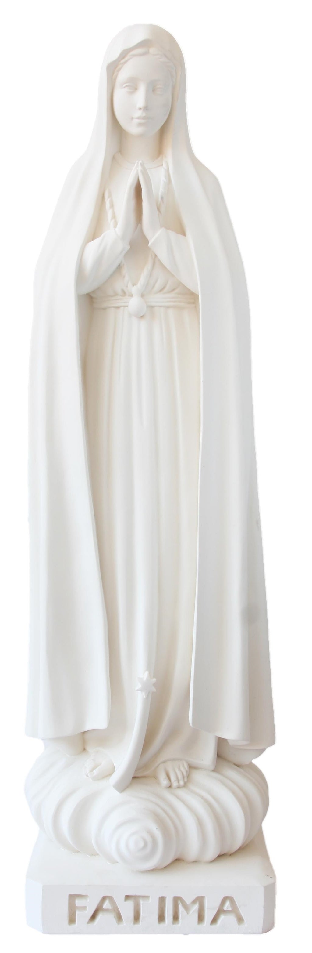 Virgen de Fatima peregrina en fibra de vidrio