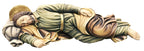 Sleeping Saint Joseph wood carved statue - color