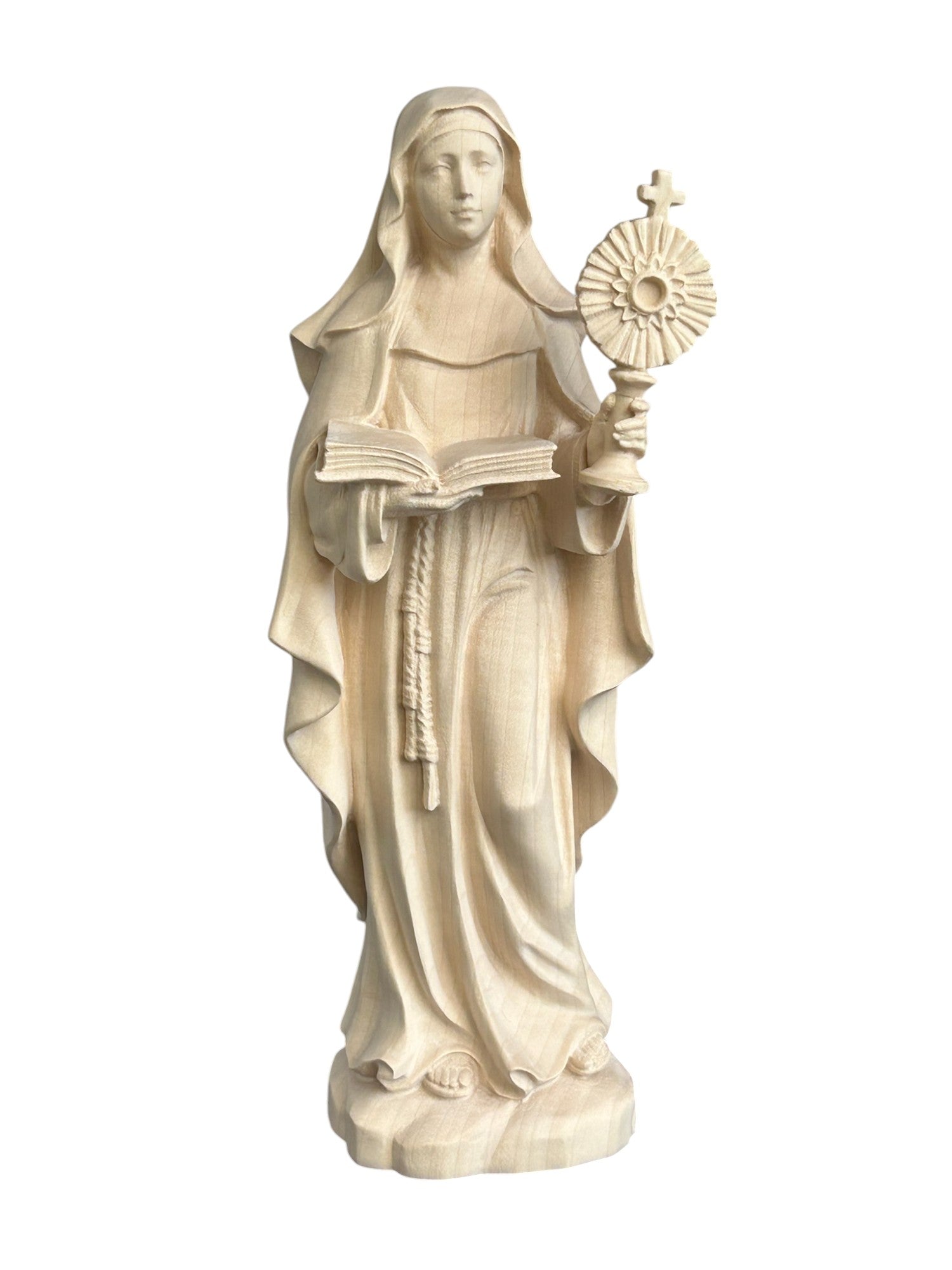 Heilige Klara von Assisi aus Holz - mit Ölfarben lasiert