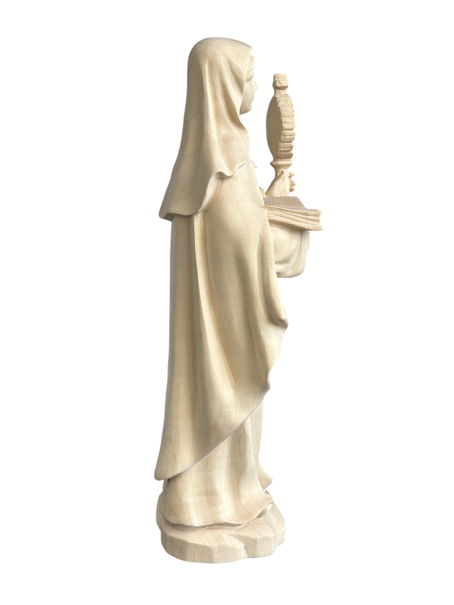 Heilige Klara von Assisi aus Holz - mit Ölfarben lasiert