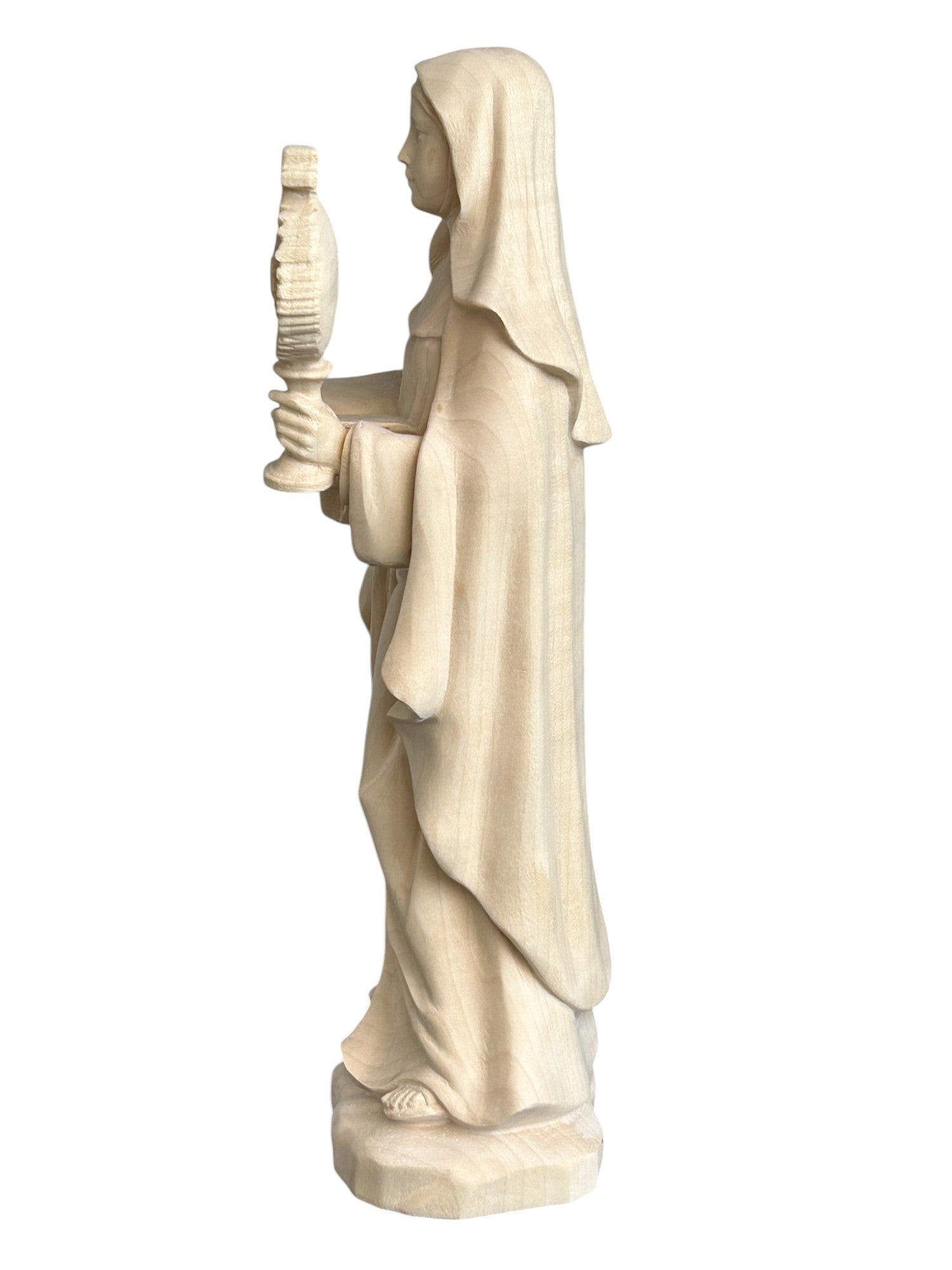 Heilige Klara von Assisi aus Holz - mit Ölfarben lasiert