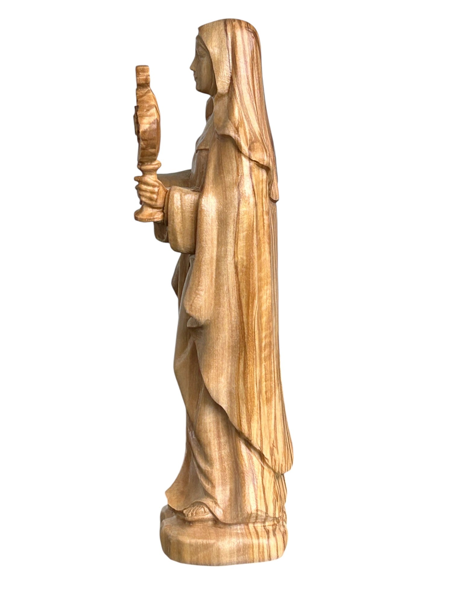 Heilige Klara von Assisi aus Holz - mit Ölfarben lasiert
