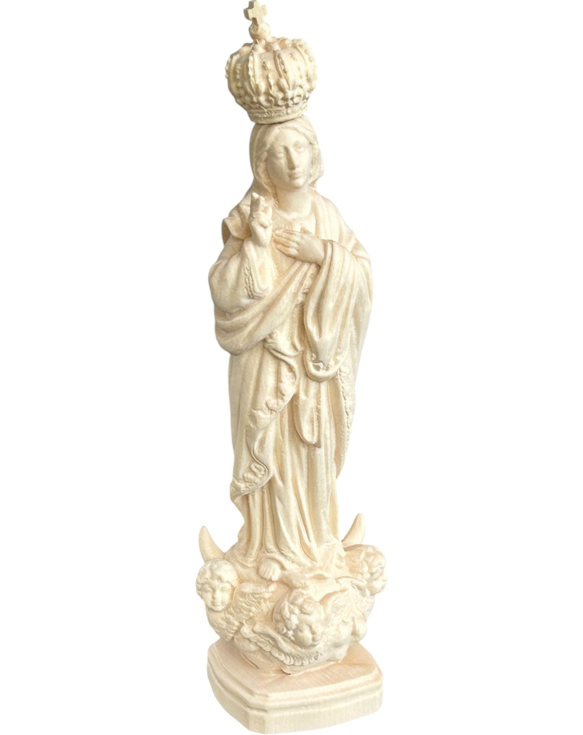 Estatua Virgen de Sameiro de Madera Tallada de Val Gardena Policromada