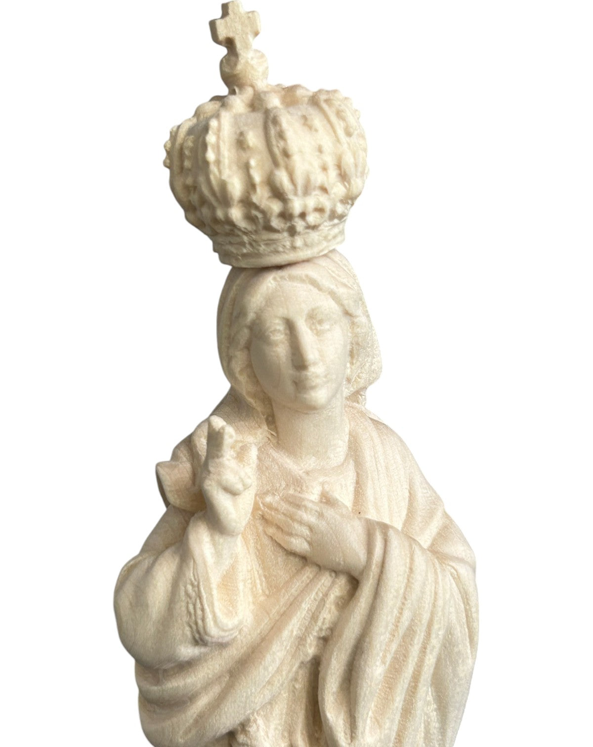 Estatua Virgen de Sameiro de Madera Tallada de Val Gardena Policromada