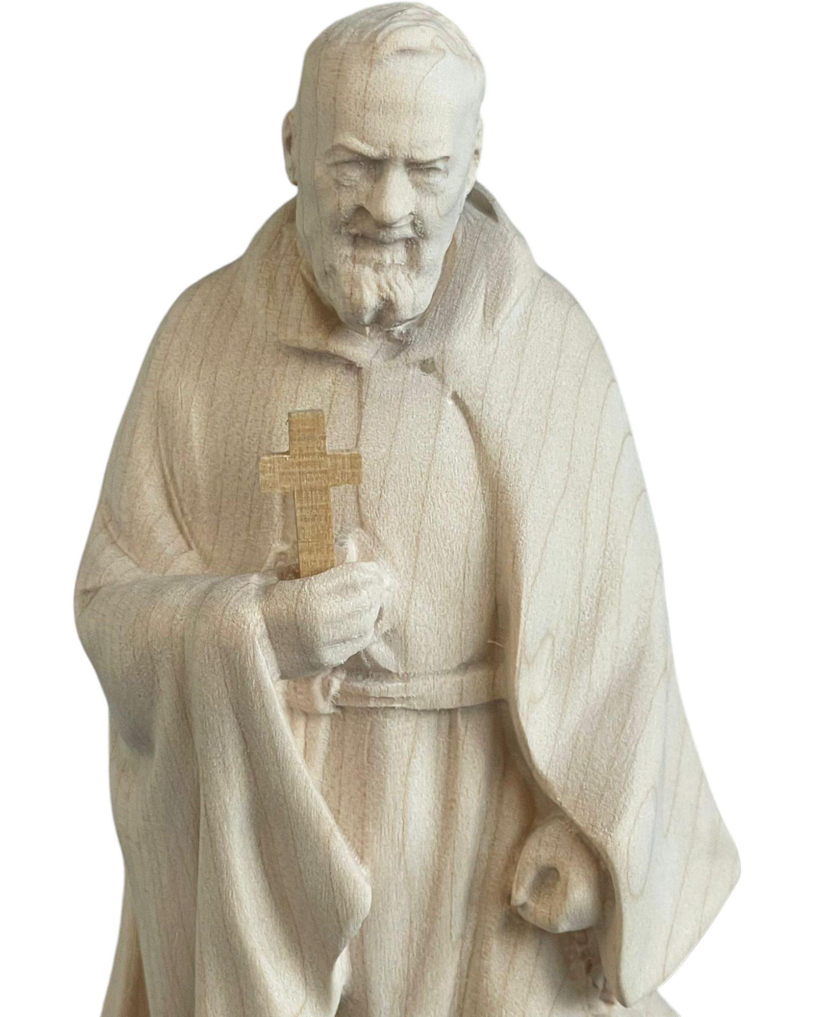 Sculpture en bois d'érable de Padre Pio