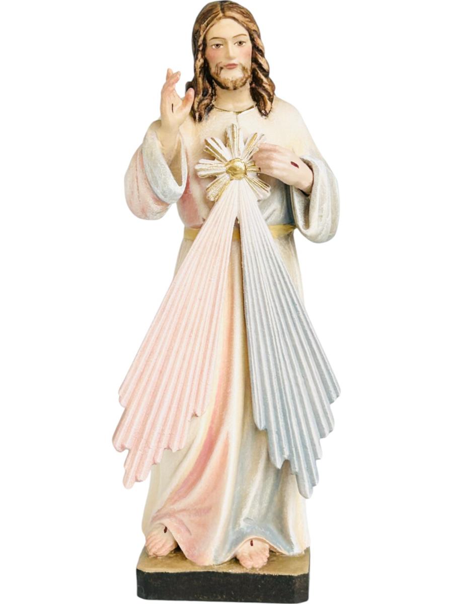 Jésus miséricordieux avec rayons de lumière en bois