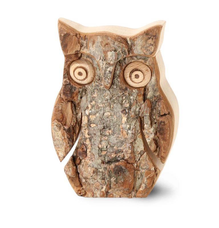 Hibou en bois et écorce 6,5 cm