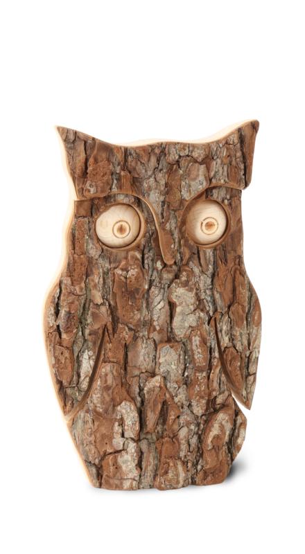 Hibou sculpté en bois 24 cm