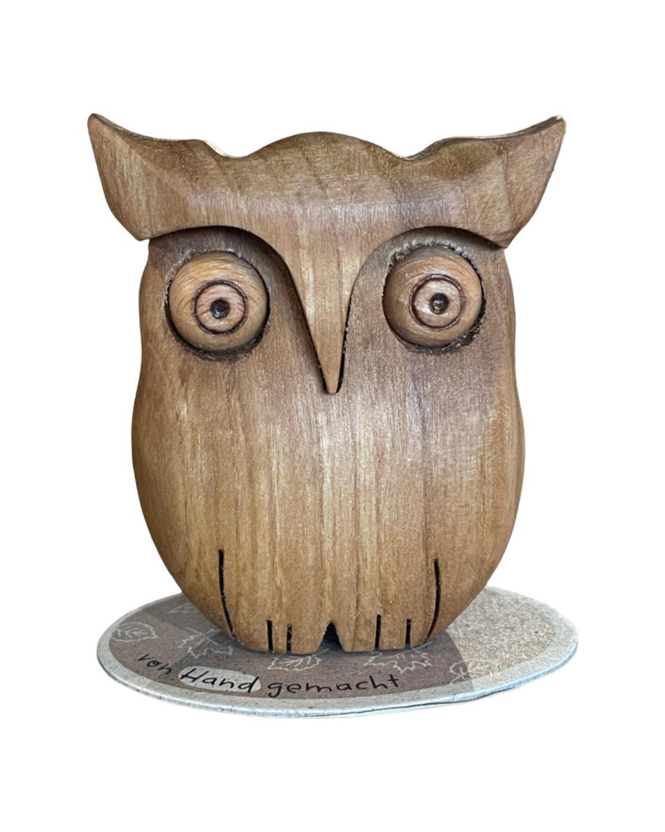 Hibou en bois sculpté à la main