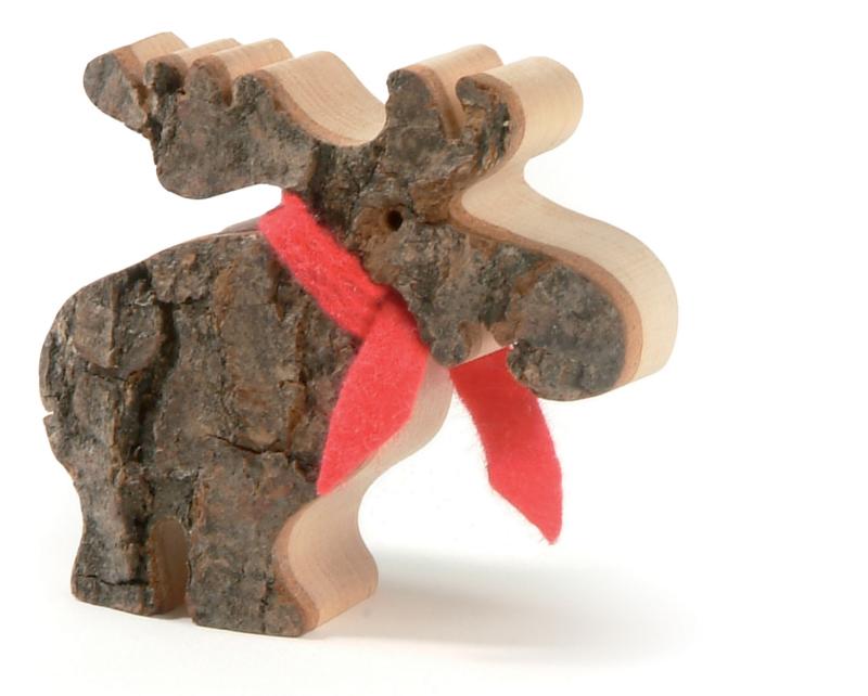 Elan sculpté en bois naturel