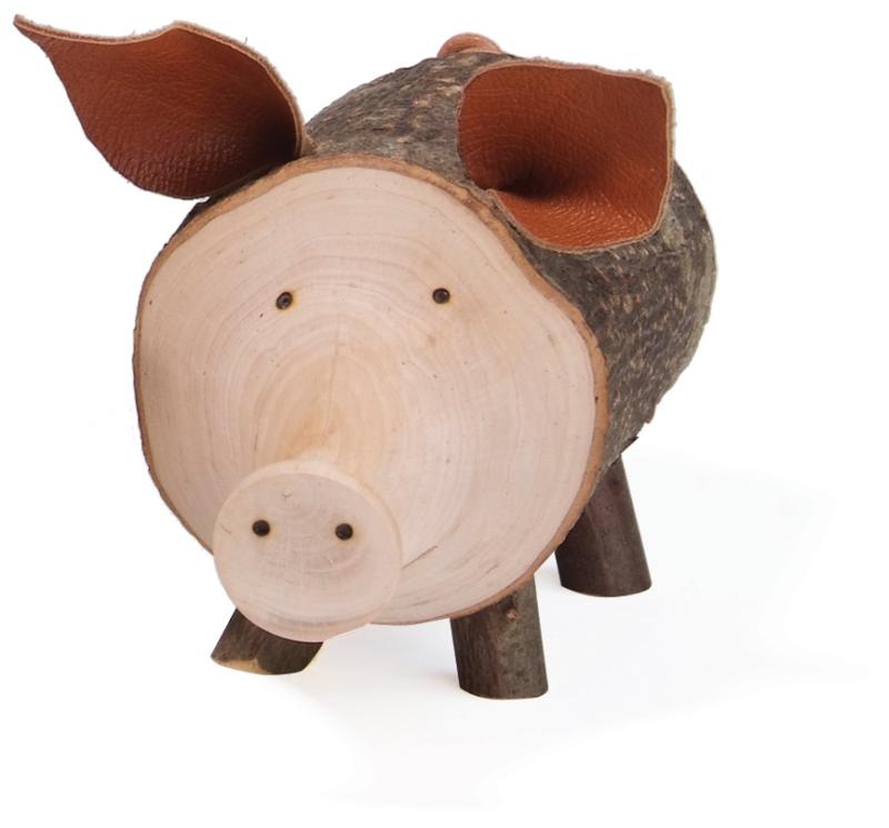 Cochon chanceux en bois