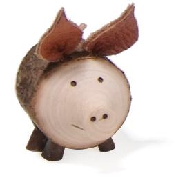 Cochon porte-bonheur en bouleau