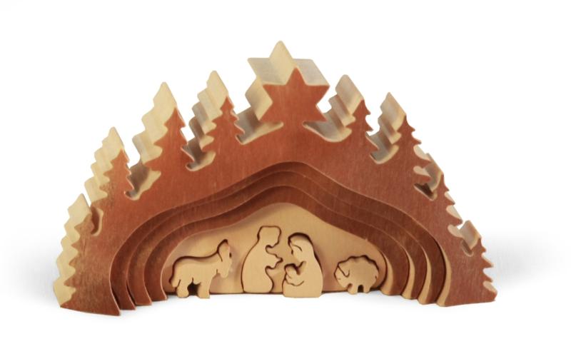 Crèche en bois 9 cm x 6 cm