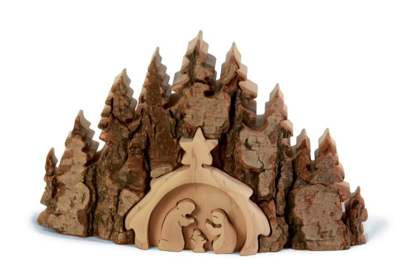 Crèche en bois 18 x 11 cm