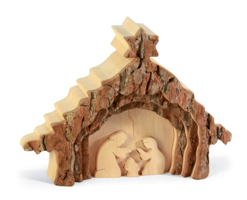 Crèche en bois sculptée 16 x 9 cm