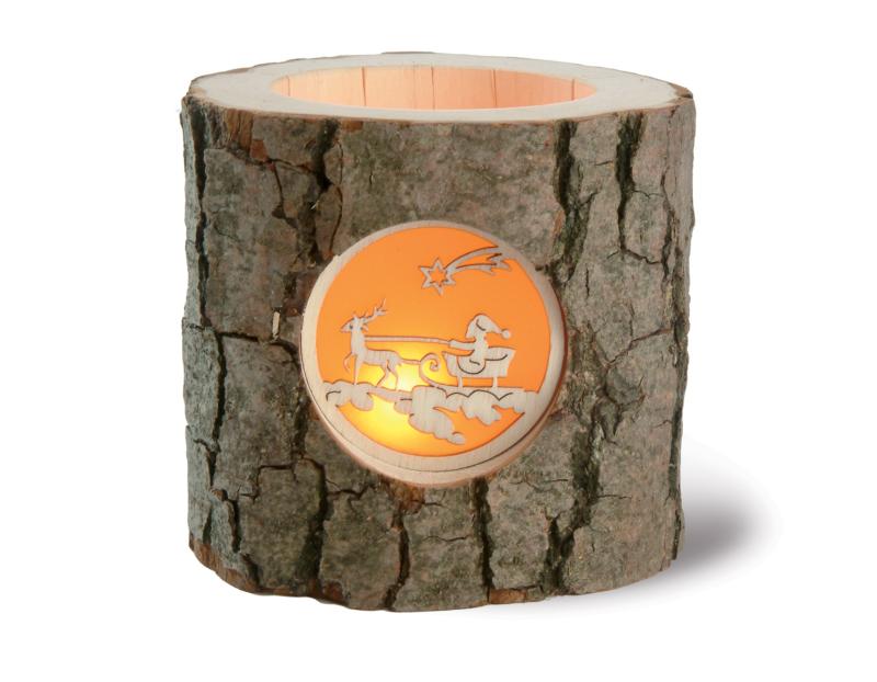 Porte-bougeoirs en bois avec Père Noël