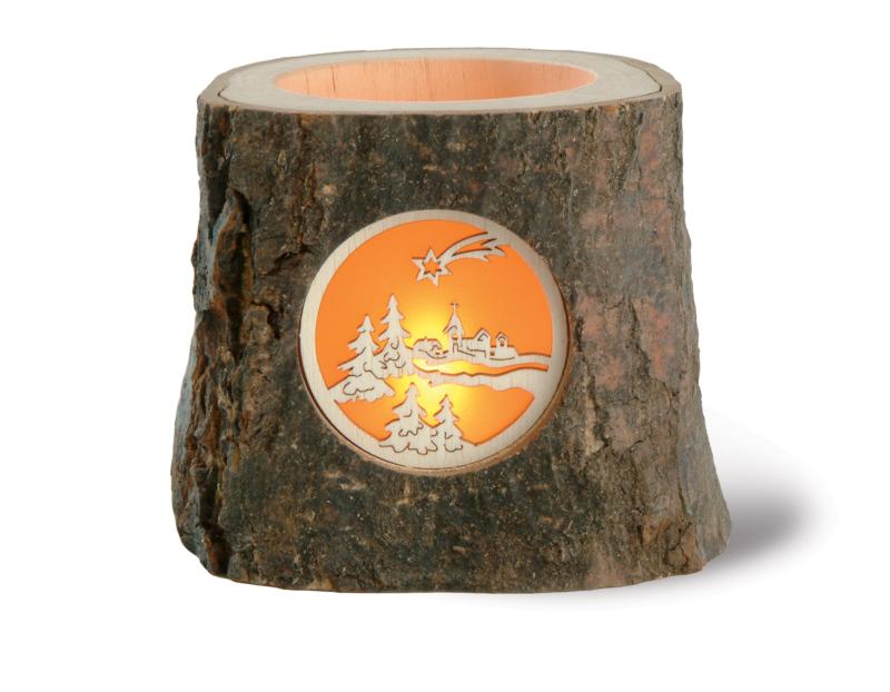 Bougeoir tronc en bois