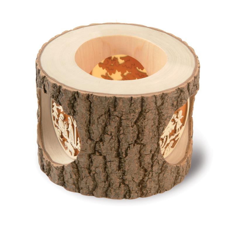 Chandelier en forme de tronc avec motif en bois