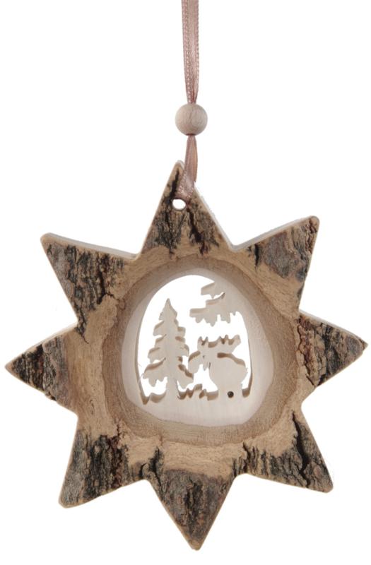 Etoile en bois avec écorce